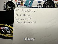 2014 AJ Allmendinger #47 Scott's Watkins Glen Win SIGNED NASCAR Diecast 124