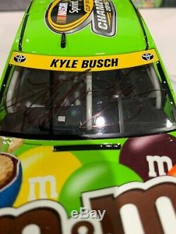 2015 #18 Kyle Busch Green Crispy M&Ms Cup Champion Autographed