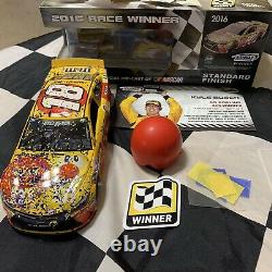 2016 Kyle Busch Autographed #18 M&Ms Red Nose Kansas Raced Win 1/24