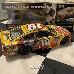 2016 Kyle Busch Autographed #18 M&Ms Red Nose Kansas Raced Win 1/24