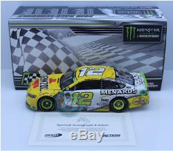 Signed 2018 Ryan Blaney #12 Pennzoil Charlotte Roval Winner Autographed 1/24