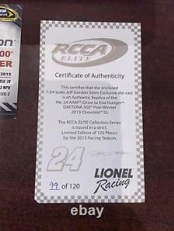 XRare 2015 Jeff Gordon Signed #24 DTEH Daytona Pole White Pearl 124 Elite MIB